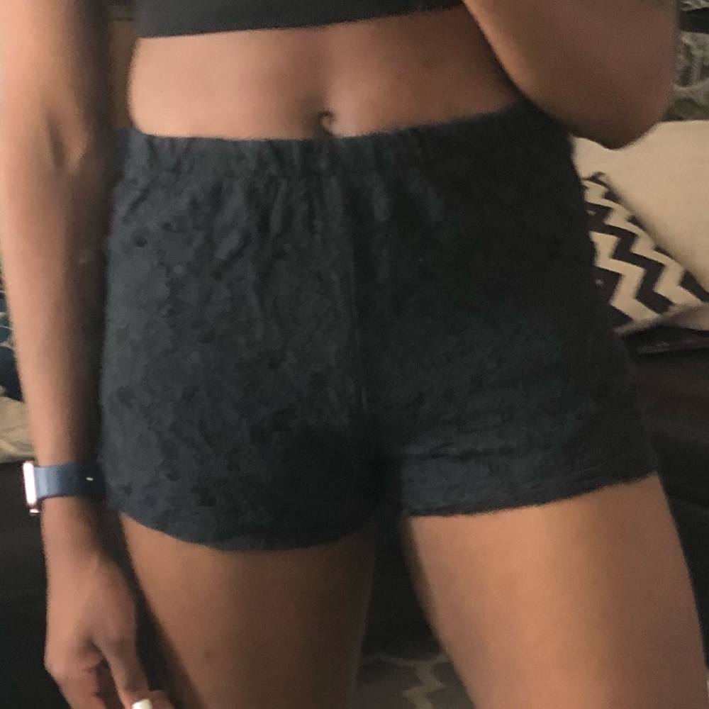 BLACK LACE SHORTS